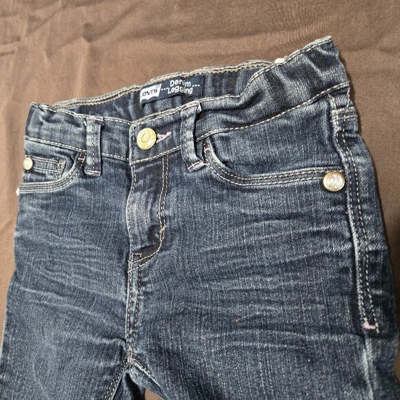 Levi's Jeans Leggings Embroidered Butterfly Adjustable Waist Rhinestone Size 4T - Picture 3 of 7